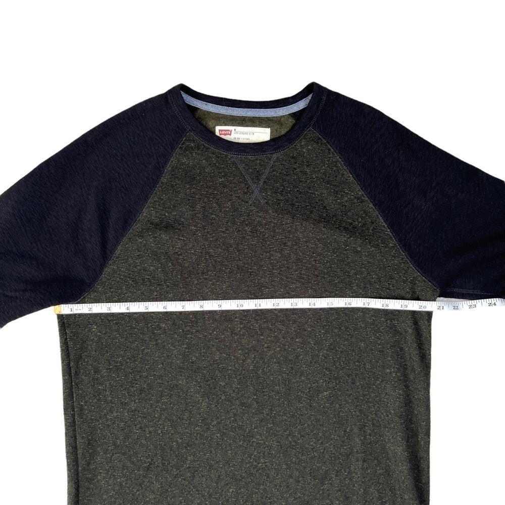 Levi’s Men’s Henley Cozy Crewneck Hunter Green Charcoal Gray Sweatshirt Medium - Picture 12 of 14